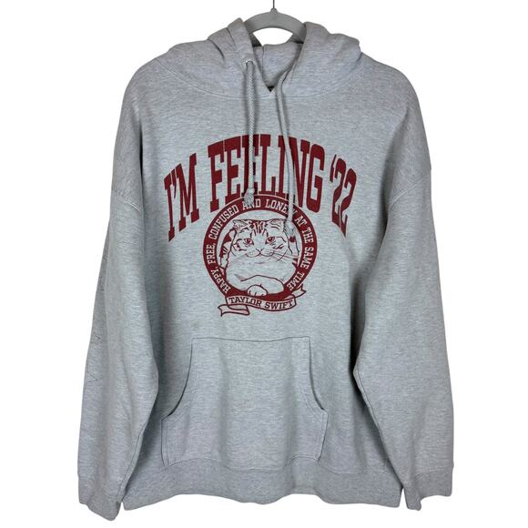 Taylor Swift Hoodie 2XL Gray I'm Feeling 22 Drawstring Independent Trading Co - Picture 1 of 11